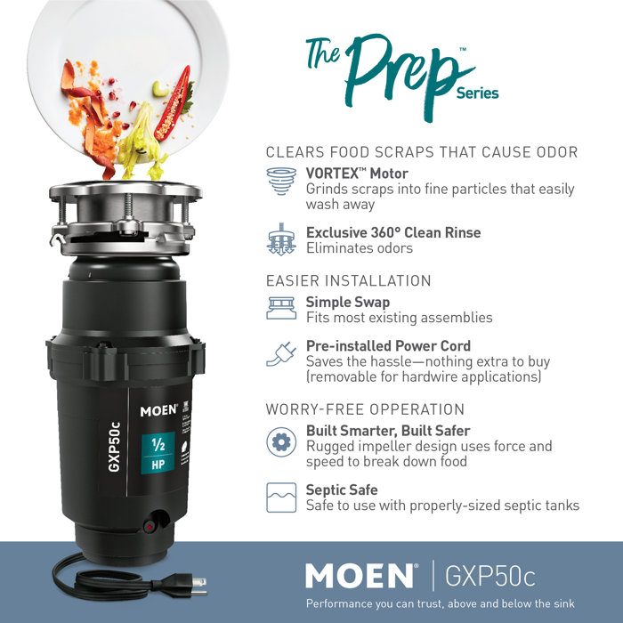 GXP50C Moen GX PRO Series 1/2 HP Continuous Feed Garbage Disposal